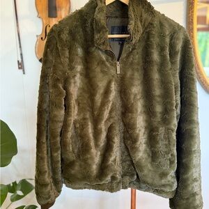 🍂Sanctuary Olive Green Faux Fur Jacket, Large, #38